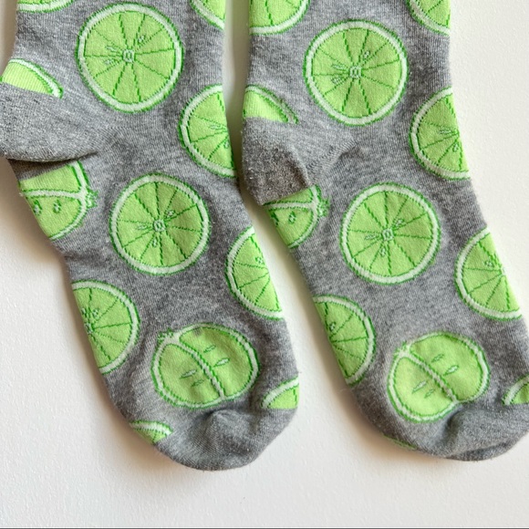 Gray lime green slices print tall socks - Picture 3 of 3